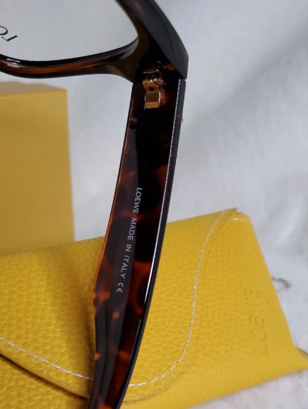 Loewe Tortoiseshell Square Frame Glasses with Yellow Loewe Case  Ready for RX.